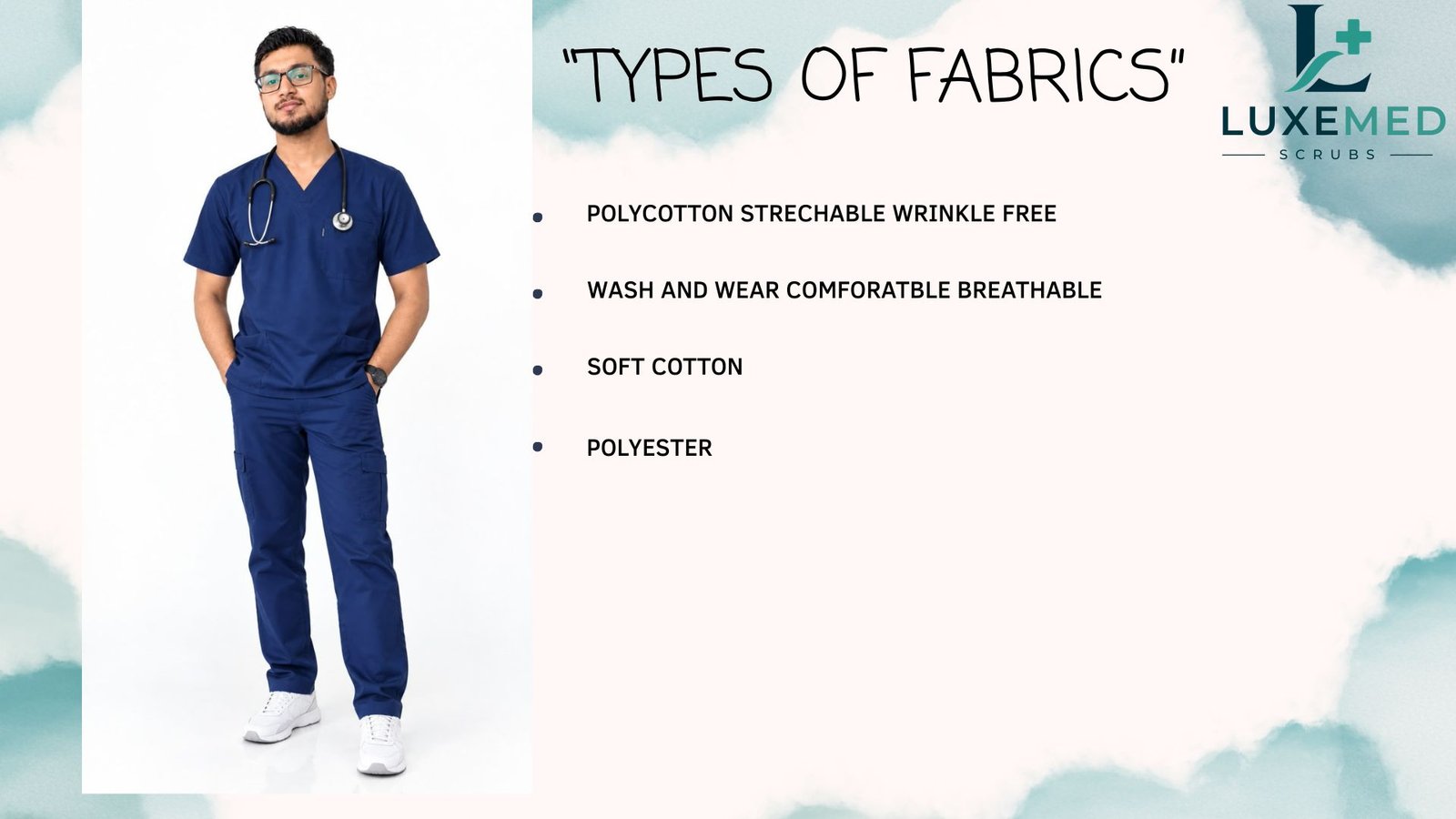 Types of fabric — polycotton, stretchable, wrinkle-free, wash and wear, breathable cotton and polyester