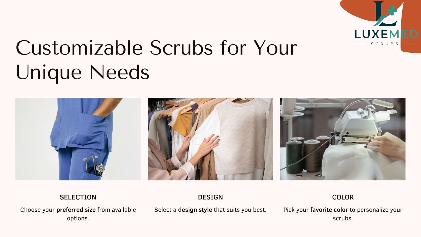 Customizable scrubs — choose your size, design and colour