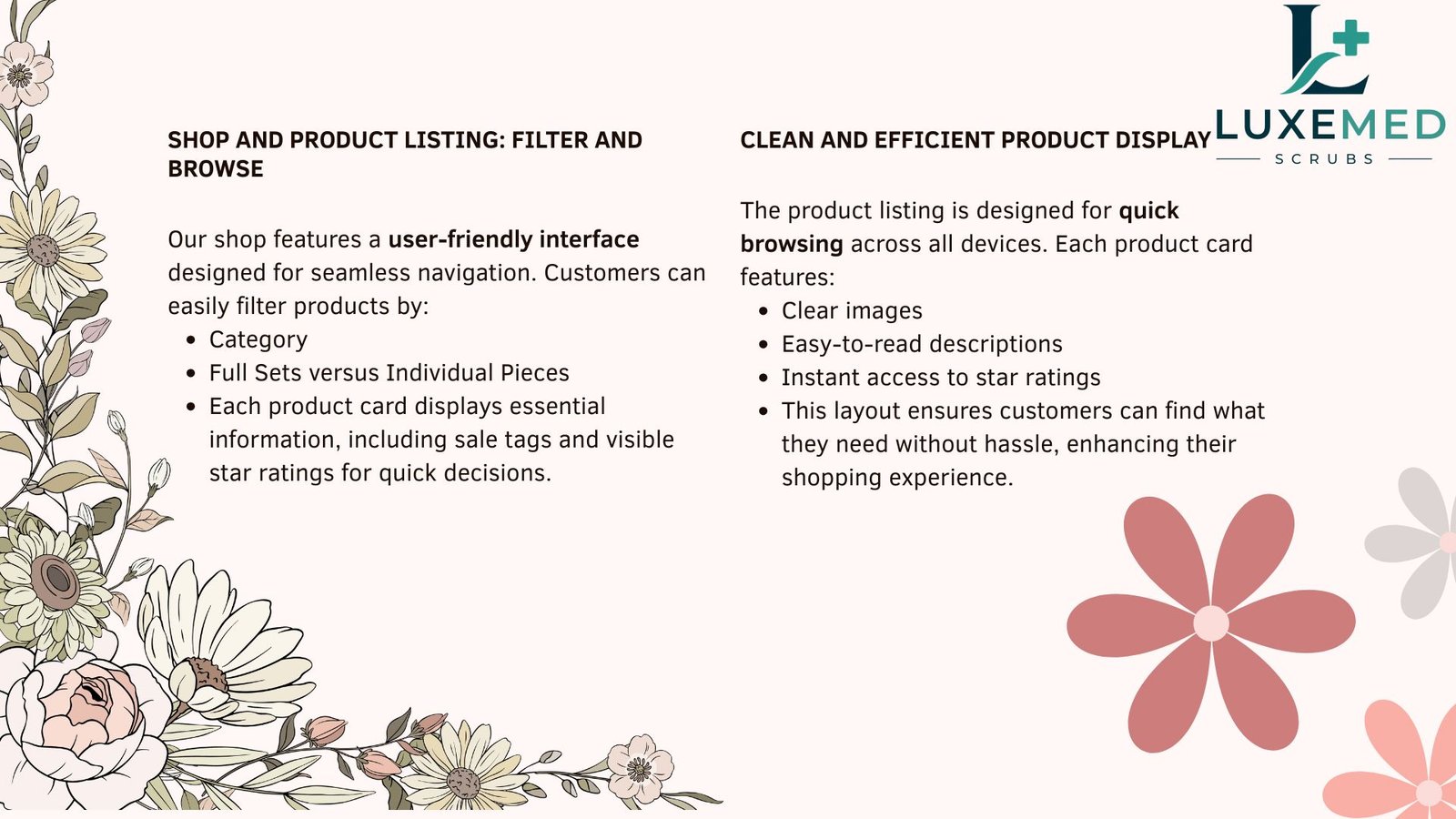Shop and product listing — filter by category, Full Sets versus Individual Pieces, clean product cards